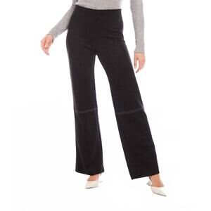 NEW KAREN KANE women's faux suede stitch pants in black
